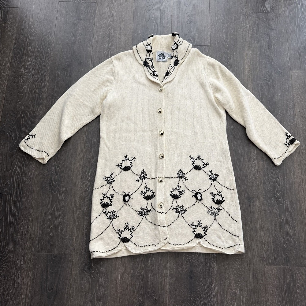 Storybook Knits Sweater Women 1X Long Floral Cardigan Open Front Forever Famous - Picture 8 of 14